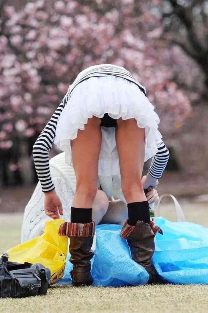 Cherry blossom viewing panchira of amateur girls who can enjoy cherry blossoms and pants at the same time 10th image